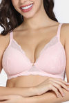 Zivame Forever Yours Padded Non Wired 3/4th Coverage Lace Bra - Rose Quartz — thumbnail 4
